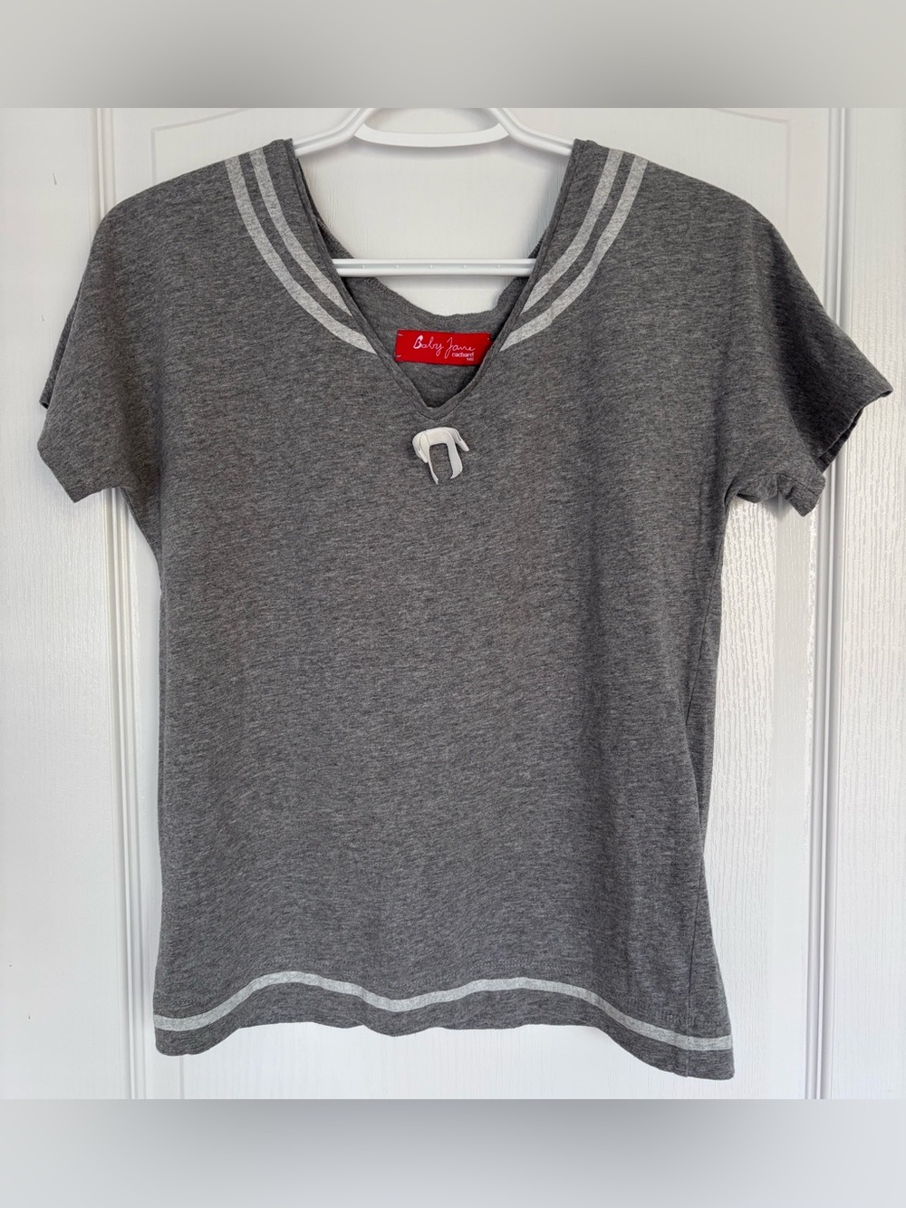 Vintage | Baby Jane Cacharel Paris Gray Short Sleeve Sailor Tee Top